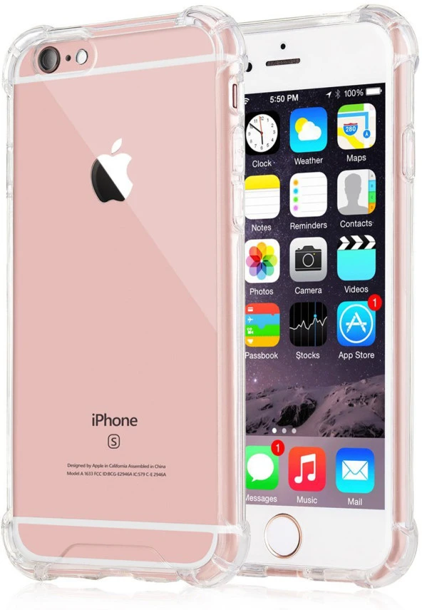 Apple iPhone 6/6S Kılıf Darbelere Dayanıklı Sert Silikon Şeffaf