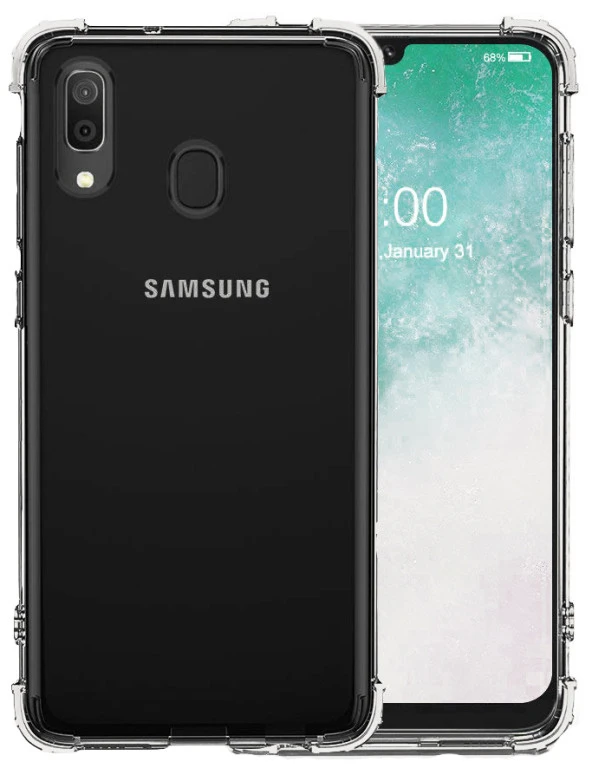 Samsung Galaxy A30 Kılıf Darbelere Dayanıklı Sert Silikon Şeffaf