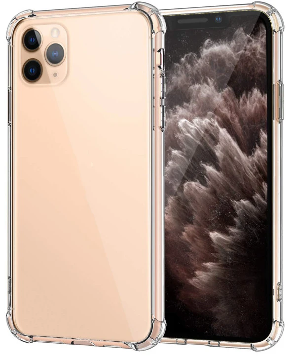 Apple iPhone 11 Pro Max Kılıf Darbelere Dayanıklı Sert Silikon Şeffaf