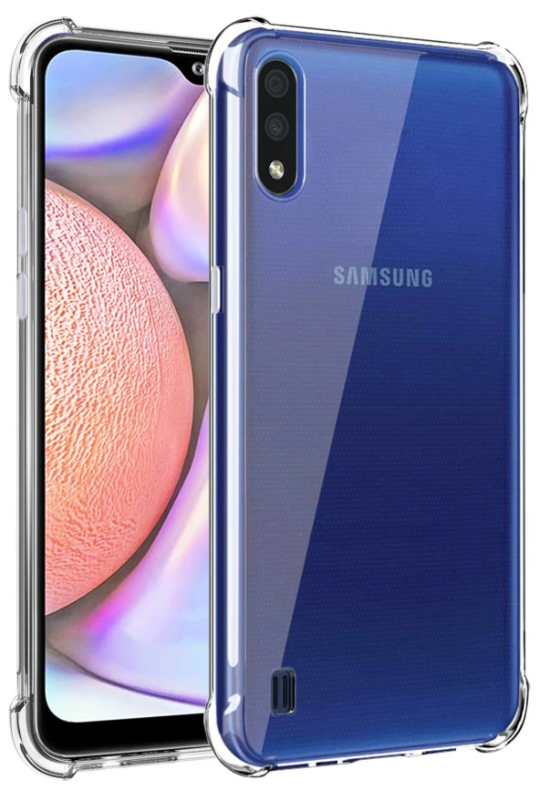 Samsung Galaxy A01 Kılıf Darbelere Dayanıklı Sert Silikon Şeffaf