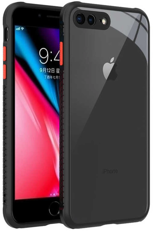 Apple iPhone 8 Plus Kılıf Şeffaf Silikon Köşe Korumalı Kontrast