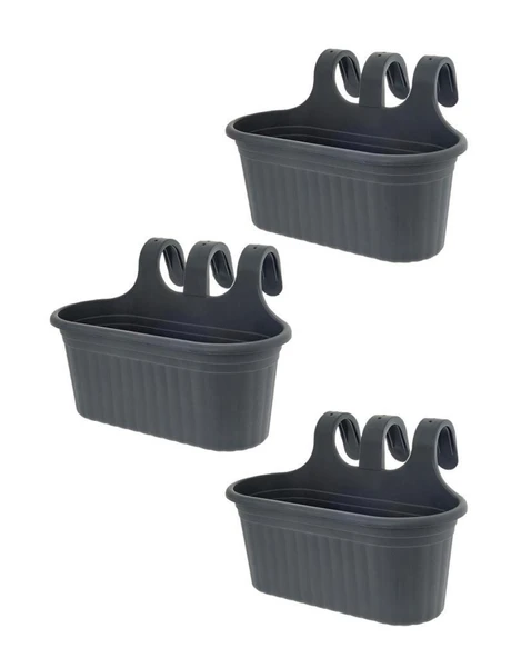 Omnipazar SO-TOM2 Tombik Askılı Balkon Saksı 6.5 Lt Antrasit 3 Adet ürün görseli