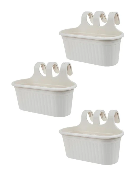 Omnipazar SO-TOM2 Tombik Askılı Balkon Saksı 6.5 Lt Kirli Beyaz 3 Adet ürün görseli