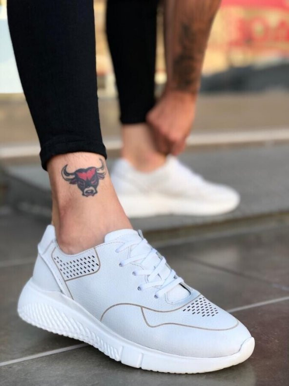 İçi Dışı Hakiki Deri Beyaz Sneakers Erkek Ayakkabı