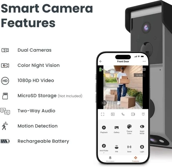 Feit Electric Akıllı Kapı Zili  Wi-Fi Kamera - Resim 4
