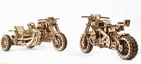 Ugears 3D Ahşap Puzzle Motosiklet Modeli - Resim 4