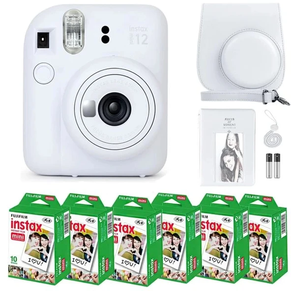 Fujifilm Instax Mini 12 Kamera/Mini Film (60 Sayfa)/Aksesuarlar - Beyaz - 2