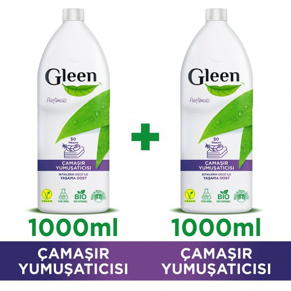 Gleen Organik İçerikli Vegan Parfümsüz Konsantre Yumuşatıcı 2li Paket