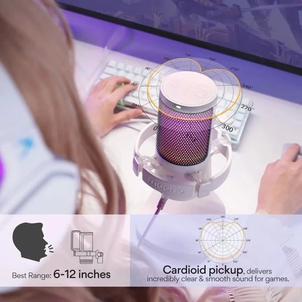 MAONO USB RGB Işıklı Kondenser Oyun Mikrofonu - Resim 6
