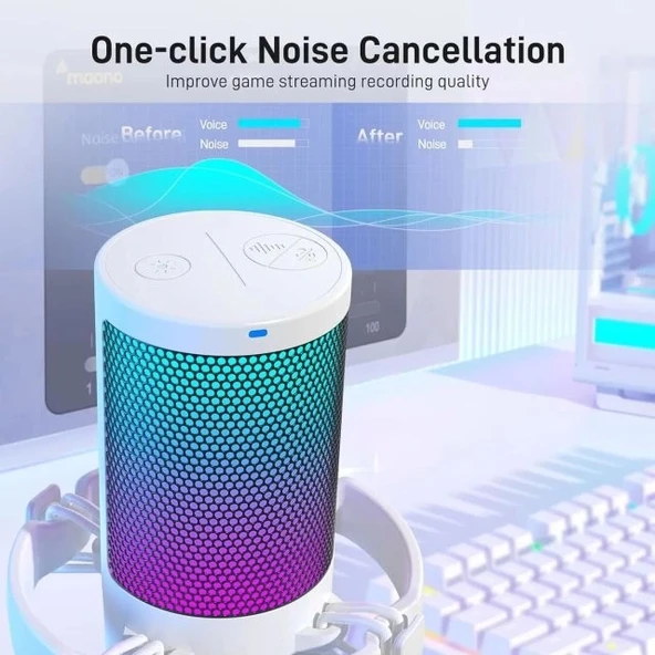 MAONO USB RGB Işıklı Kondenser Oyun Mikrofonu - Resim 2