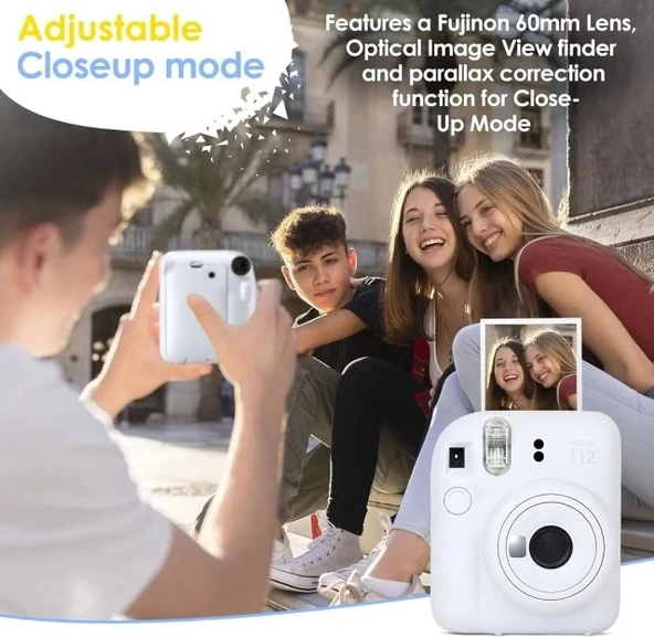 Fujifilm Instax Mini 12 Kamera/Mini Film (60 Sayfa)/Aksesuarlar - Beyaz - 6