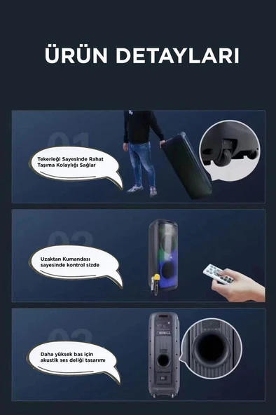 Torima BTS-1938 Siyah RGB Işıklı Taşınabilir Bluetooth  Hoparlör - Resim 4