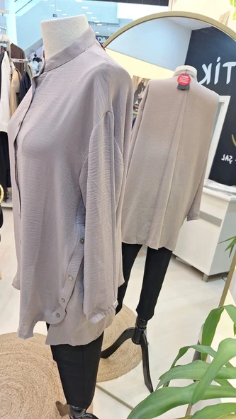 İNVEE HAKİM YAKA CAZ TUNİK 6941VİZON - Resim 7