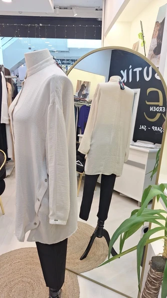 İNVEE HAKİM YAKA CAZ TUNİK 6941 BEJ - Resim 6