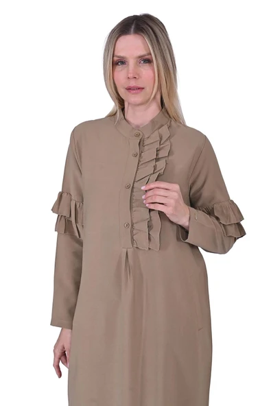 İNVEE ELBİSE FİRFİR DETAYLİ 6925 CAMAL - Resim 4