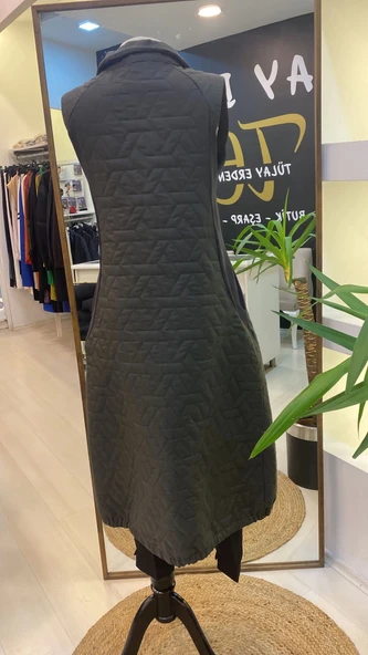 İNVEE YAKA DETAYLİ ŞİŞME KAHVE YELEK 6916 - 2