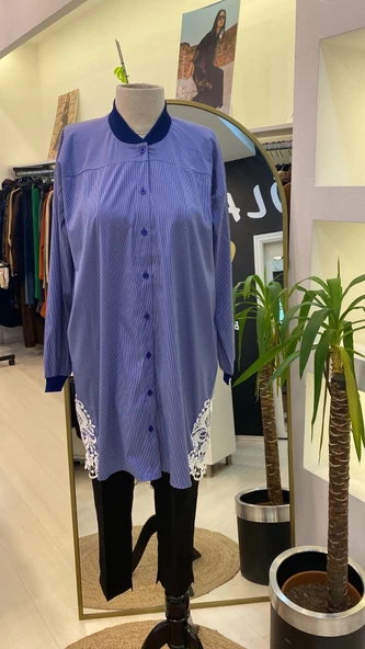 İNVEE GÖMLEK KUPUR DETAYLİ LACİVERT 6978 - Resim 6