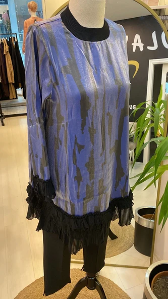 İNVEE ŞİFON DETAYLİ TUNİK LACİVERT 6980 - Resim 9