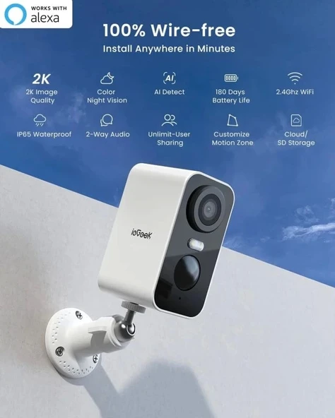 ieGeek Kablosuz Pille Çalışan WiFi Güvenlik Kamerası - 9