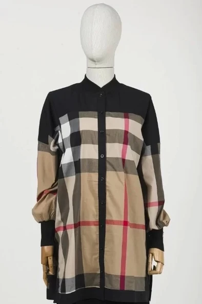 İNVEE EKOSE DESENLİ SİYAH TUNİK 6652 ürün görseli 1