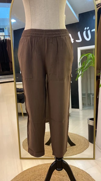İNVEE inçe kumaş PANTOLON 6960 KAHVEE - Resim 3