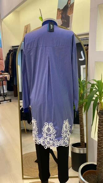 İNVEE GÖMLEK KUPUR DETAYLİ LACİVERT 6978 - Resim 7