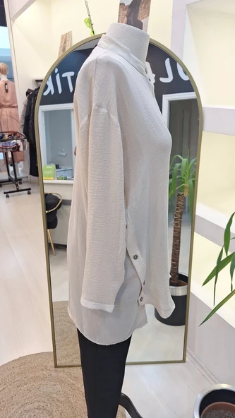 İNVEE HAKİM YAKA CAZ TUNİK 6941 BEJ - Resim 4