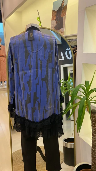 İNVEE ŞİFON DETAYLİ TUNİK LACİVERT 6980 - Resim 7