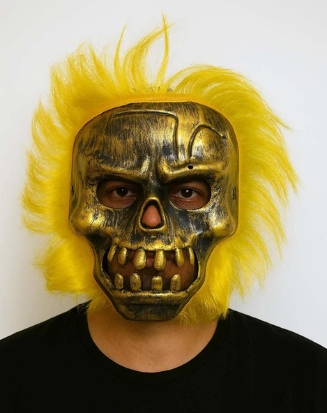 Wild Skull - Bakır Kafatası Sarı Saçlı İskelet Maske - 1