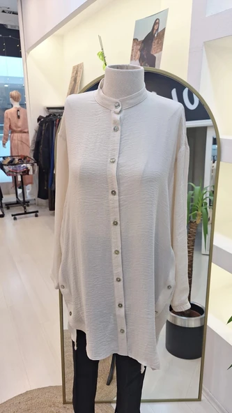 İNVEE HAKİM YAKA CAZ TUNİK 6941 BEJ ürün görseli