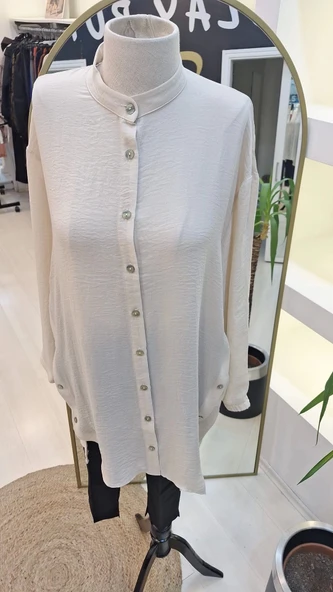 İNVEE HAKİM YAKA CAZ TUNİK 6941 BEJ - Resim 7