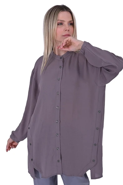 İNVEE HAKİM YAKA CAZ TUNİK 6941VİZON - Resim 4