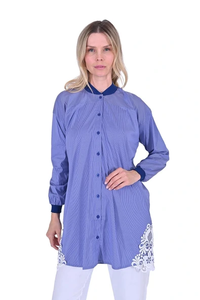 İNVEE GÖMLEK KUPUR DETAYLİ LACİVERT 6978 - Resim 4