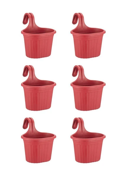 Omnipazar SO-TOM1 Tombik Askılı Balkon Saksı 3 lt Kırmızı 6 Adet ürün görseli