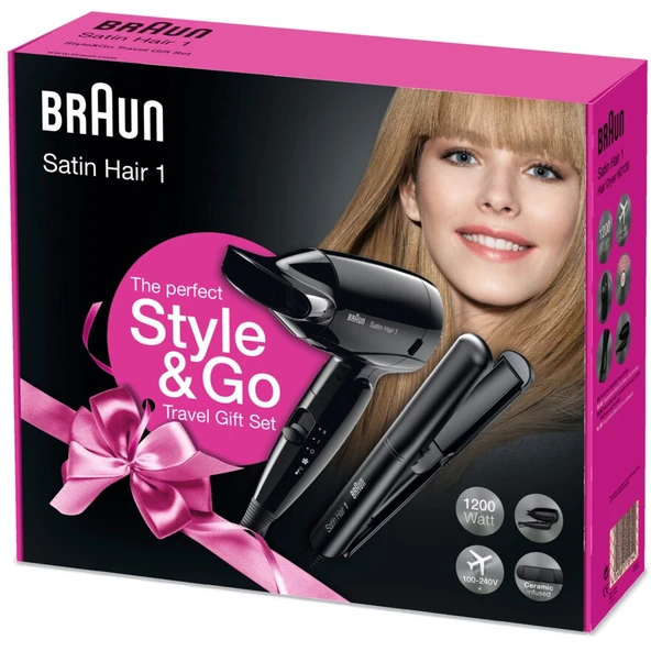 BRAUN ST100 Satin Hair Style&Go Seyahat Tipi Saç Kurutma Makinesi + Şekillendirici