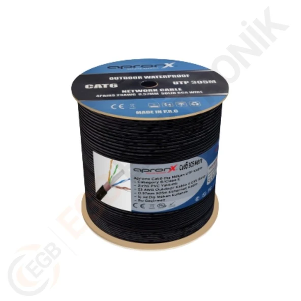 APRONX CAT6 DIŞ ORTAM SİYAH 305 METRE