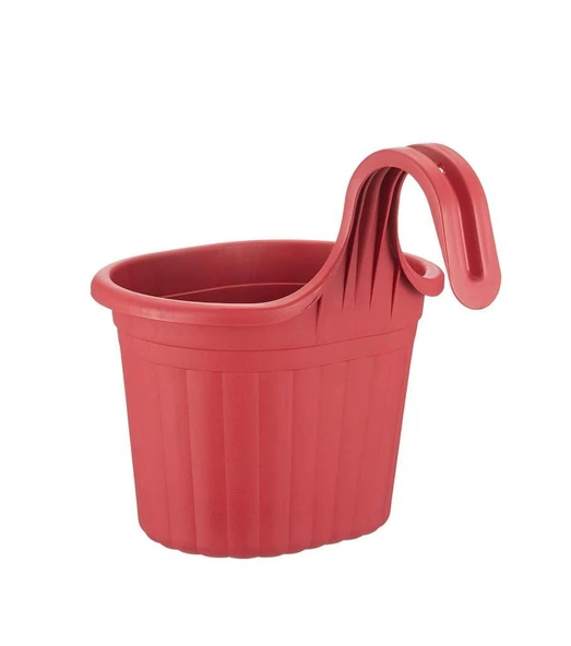 Omnipazar SO-TOM1 Tombik Askılı Balkon Saksı 3 lt Kırmızı 6 Adet - Resim 3