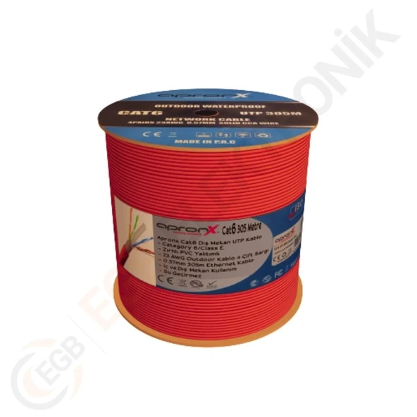 APRONX CAT6 DIŞ ORTAM KIRMIZI 305 METRE