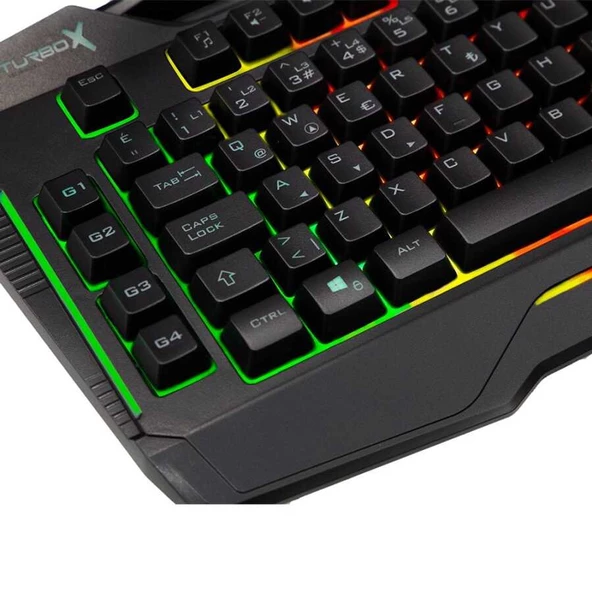 Turbox Giantpeak USB Kablolu Rgb Makro Gaming Klavye Standart Q Sese Duyarlı RGB Işıklı Macrolu Telefon Tutacaklı - 4