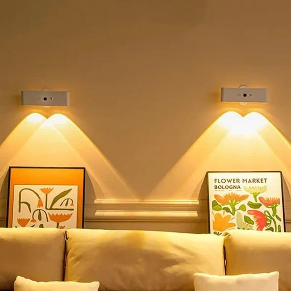 Ledx SK-BD188F Çift Yönlü Hareket Sensörlü Dekoratif Şarjlı Duvar Aplik 2 Mercekli 15 Smd Ledli 3000K-4000K-6500K - 5