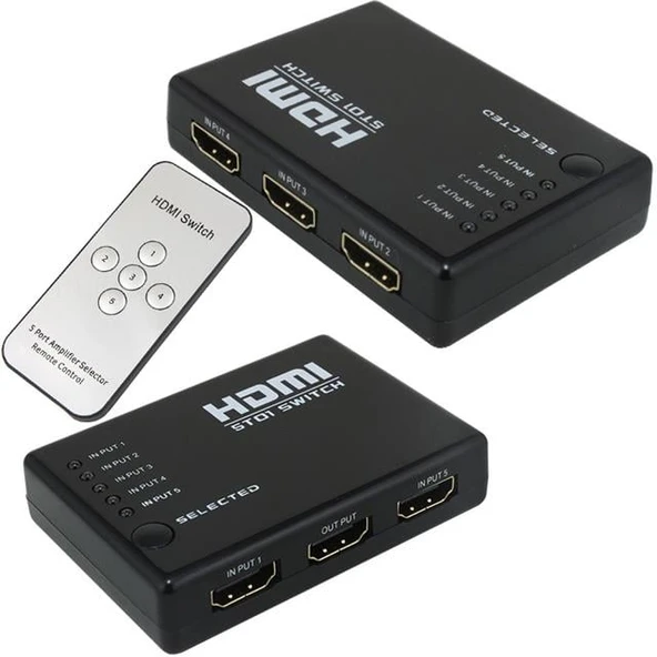 PowerMaster PM-8342 5 Giriş 1 Çıkış HDMI 2.0 4K@60Hz Switcher Toplayıcı Kumandalı