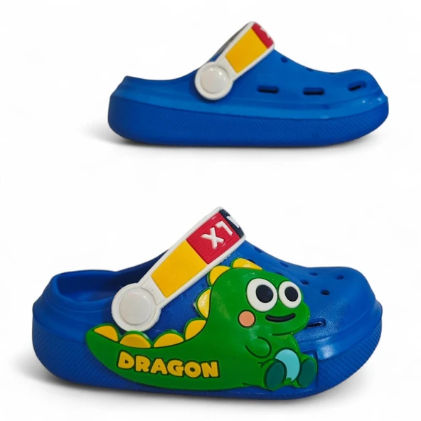 Calx 9043 Mavi Crks Dinazor Fifürlü Erkek Çocuk Havuz Plaj Terlik - Resim 2