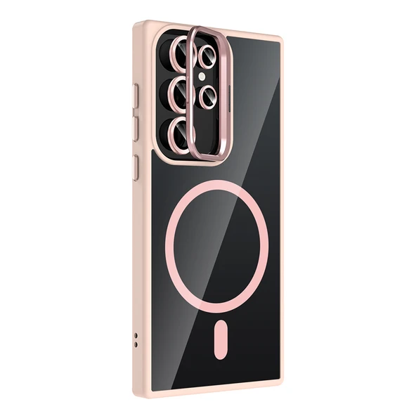 Samsung Galaxy S23 Ultra Kılıf Standlı ve Kamera Lens Hediyeli Kablosuz Şarj Özellikli Etro Kapak - Resim 12