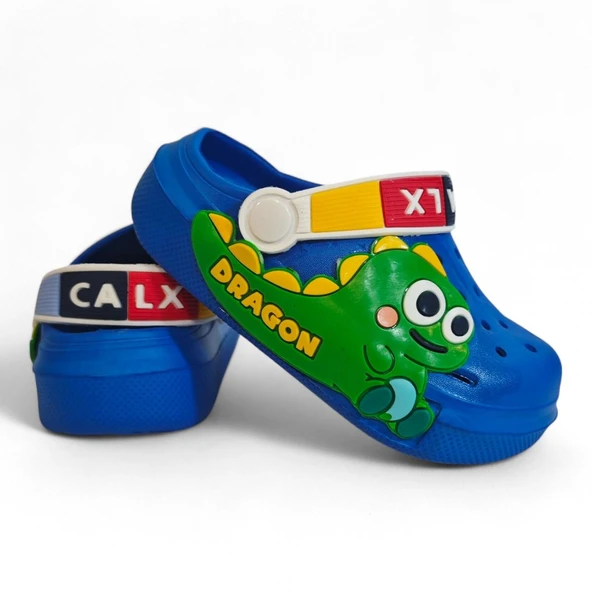 Calx 9043 Mavi Crks Dinazor Fifürlü Erkek Çocuk Havuz Plaj Terlik - Resim 3