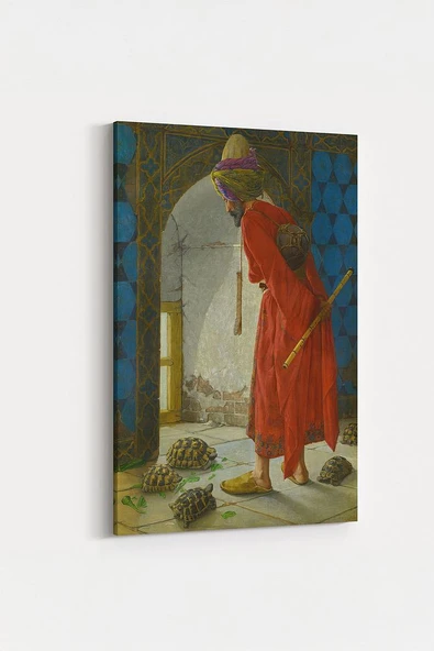 Kaplumbağa Terbiyecisi Tablosu Osman Hamdi Bey'in Eşsiz Eseri Premium %100 Pamuk Tuval - 2