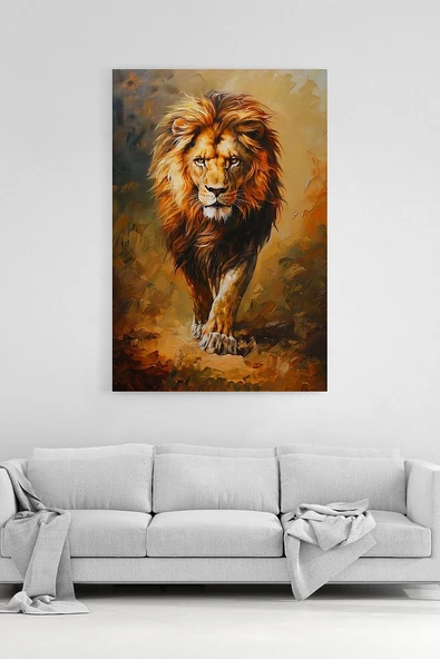 Aslan Portresi Kanvas Tablo Yaban Hayatı Sanatı Duvar Dekoru %100 Pamuk Kanvas - 1