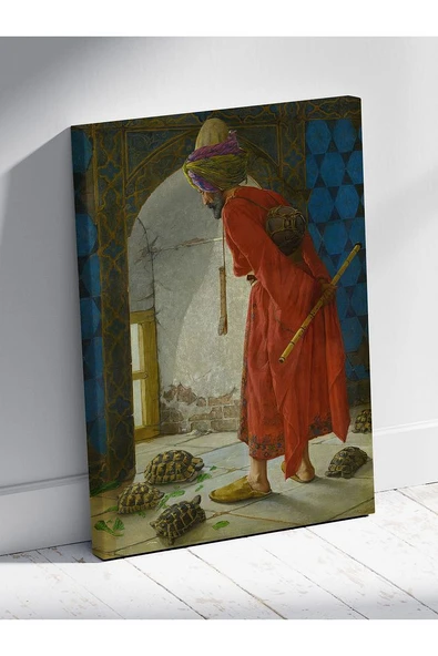Kaplumbağa Terbiyecisi Tablosu Osman Hamdi Bey'in Eşsiz Eseri Premium %100 Pamuk Tuval - 3