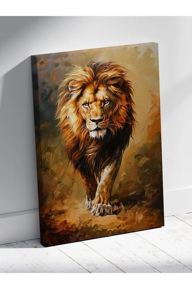 Aslan Portresi Kanvas Tablo Yaban Hayatı Sanatı Duvar Dekoru %100 Pamuk Kanvas - 3