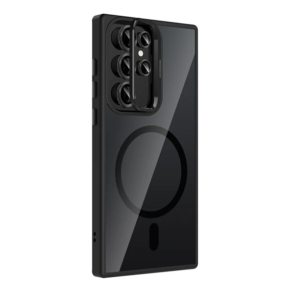 Samsung Galaxy S22 Ultra Kılıf Standlı ve Kamera Lens Hediyeli Kablosuz Şarj Özellikli Etro Kapak - Resim 4