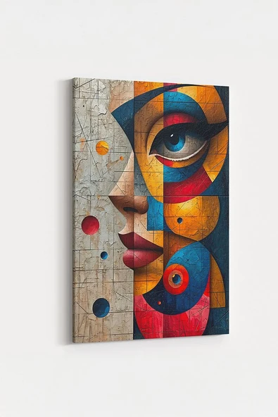 Soyut Kübik Kadın Portresi Kanvas Tablo Modern Sanat Duvar Dekoru %100 Pamuk Kanvas - 2